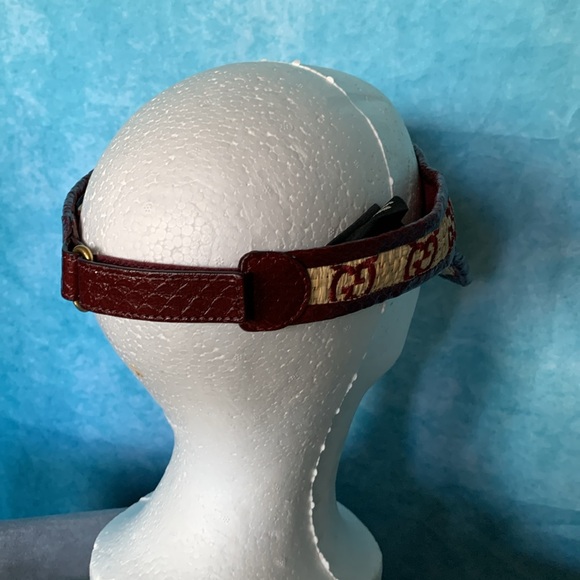 Gucci Maroon Red Raffia Monogram Snake Skin Visor Hat Sz. M - Picture 4 of 9